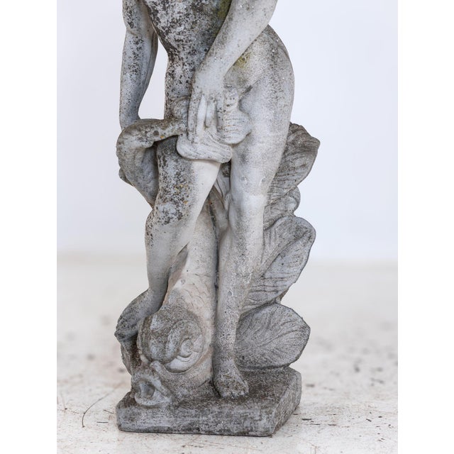 Traditional Limestone Garden Figure of Standing Neptune or Poseidon, Denmark Circa 1930–50 For Sale - Image 3 of 11