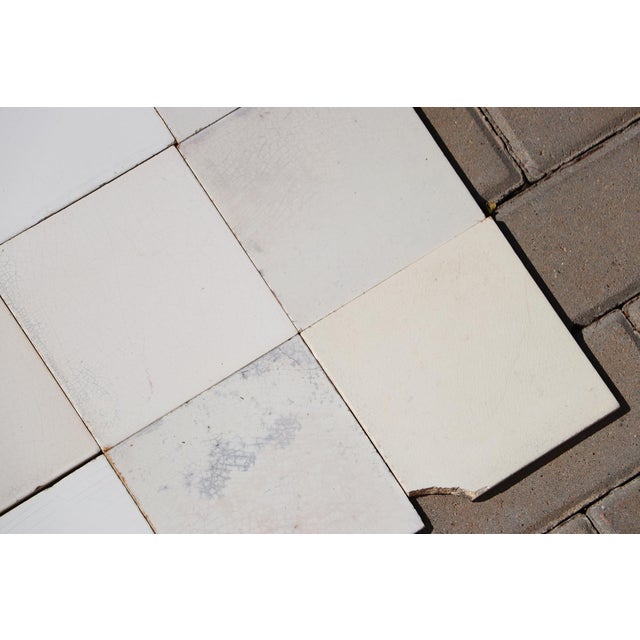 1900s Portuguese Large Antique White & Cream Tiles Set of 32 For Sale - Image 12 of 18