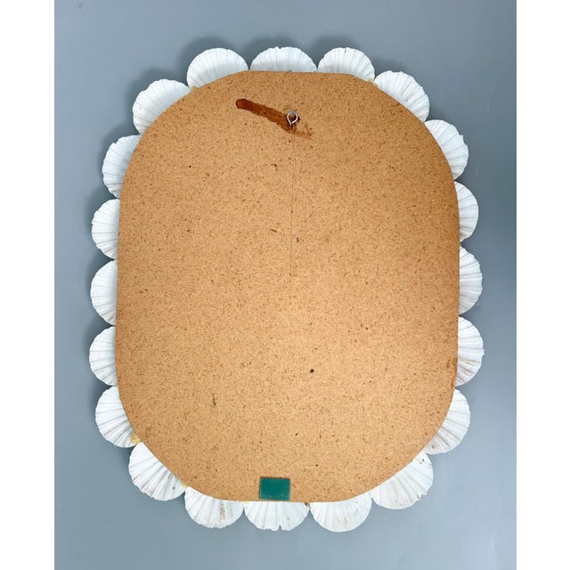 Vintage Coastal Shell Encrusted Wall Mirror – Scallop & Opalescent Sea Shell Frame | Hollywood Regency Coastal Glam For Sale - Image 12 of 13