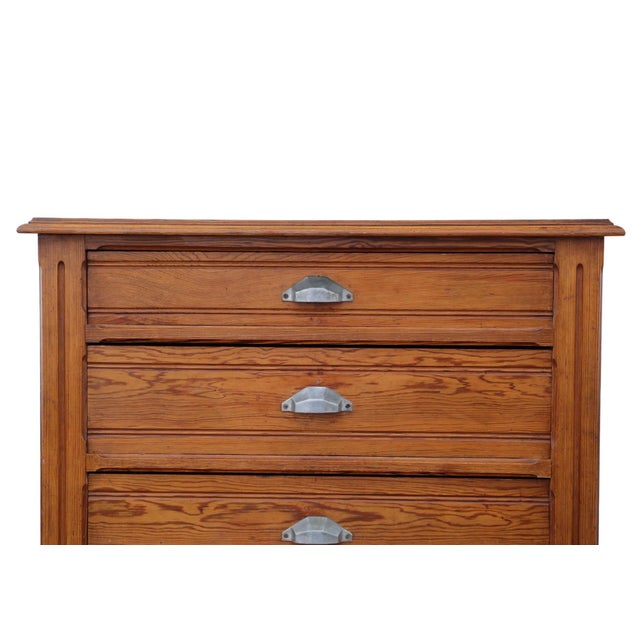 Large Antique Pitch Pine Wellington Chest of 7 Drawers, 1900s For Sale - Image 10 of 11