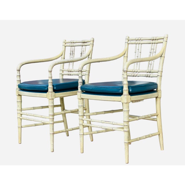 Pair of Vintage Kittinger Faux Bamboo Armchairs in excellent vintage/preowned condition. Absolutely NO wobbling, both...