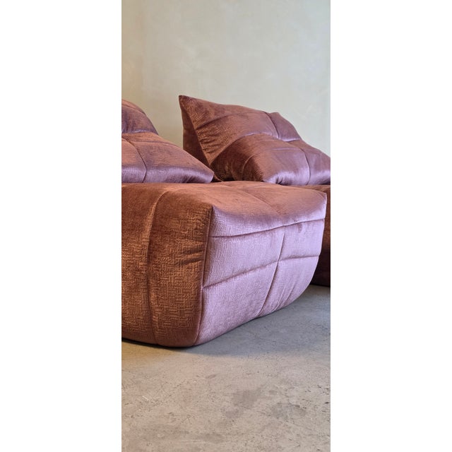 1970s Vintage Lounge Chairs in Velvet Rose Fabric by Marc Held for Dunlopillo, 1970s, Set of 2 For Sale - Image 5 of 14