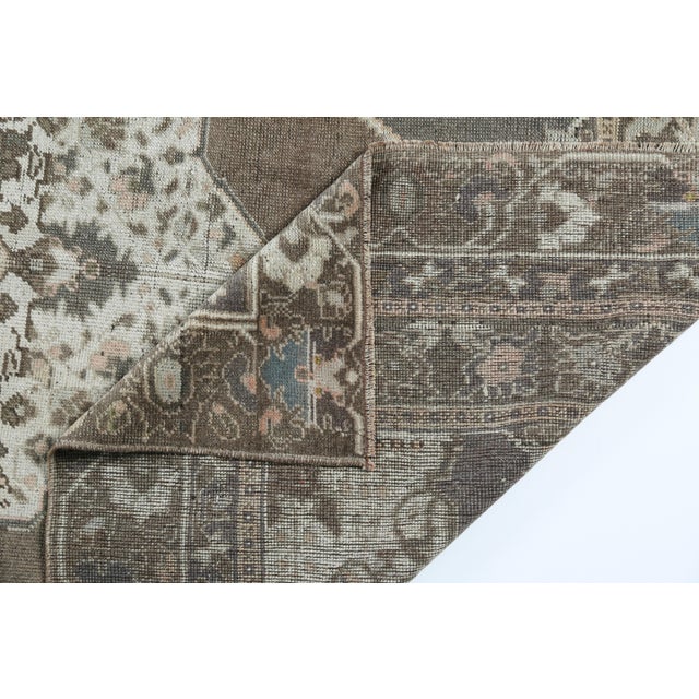 Vintage Turkish Area Rug – Wool on Wool in Earthy Brown & Ivory Tones -5' 1'' X 8' 5'' For Sale - Image 12 of 15