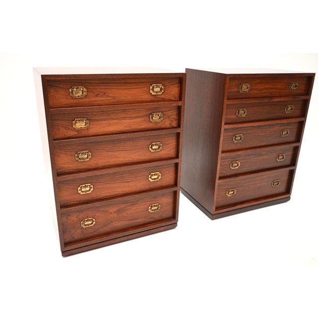 Brown Vintage Danish Bedside Tables by Henning Korch for Silkeborg, 1960s, Set of 2 For Sale - Image 8 of 11