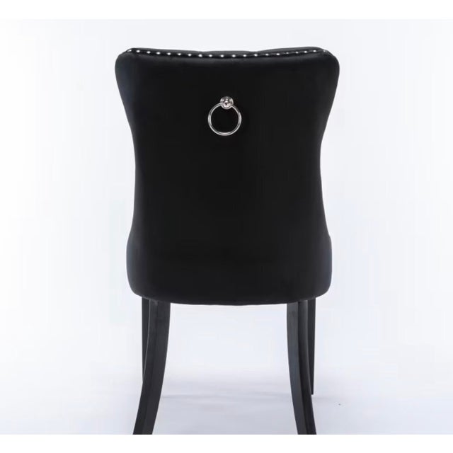 Textile 71” Round Vig Dining Table With Lazy Susan Plus 8 Black Velvet Chairs For Sale - Image 7 of 7