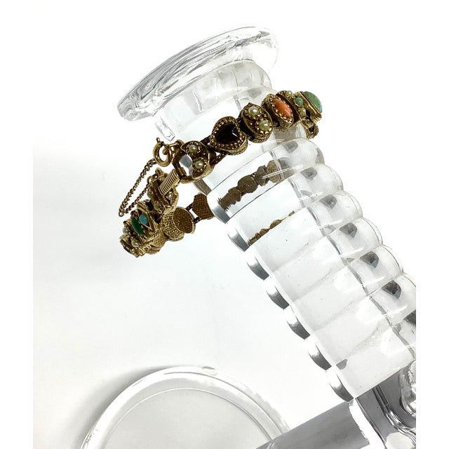 Vintage Goldette Multi Semiprecious Stone Goldtone Bracelet For Sale In Portland, ME - Image 6 of 10