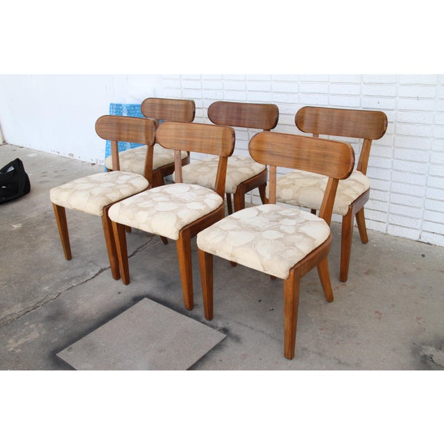 Edward Wormley designed for Precedent Side Chairs series 239-4 in 1947. Set of 6 dining chairs, solid wood construction,...