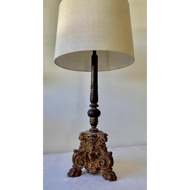 18th Century Candle Stick in Italian Wood For Sale - Image 4 of 10