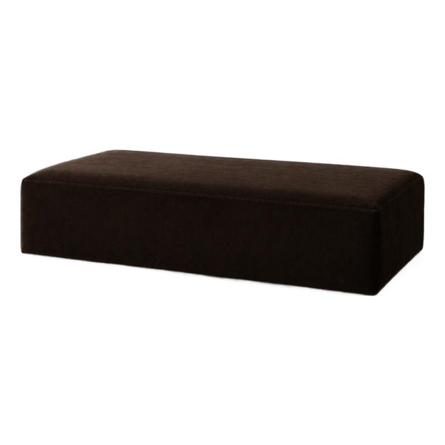 Fragments Identity Truffle Brown Velvet Cocktail Ottoman For Sale