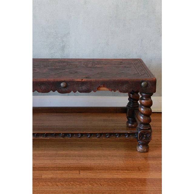 Rustic Peruvian Hand-Tooled Leather Coffee Table or Bench, Circa 1970 For Sale - Image 15 of 15