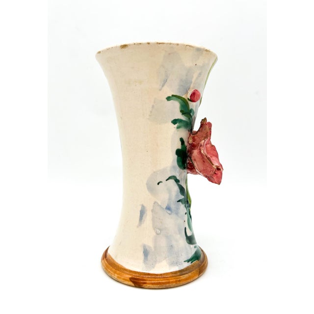 Vintage Italian Hand-Sculpted Floral Vase | Hand Painted Ceramic | Cottagecore, French Garden, Italian Pottery For Sale - Image 11 of 14