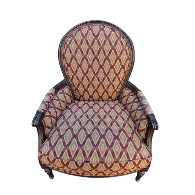 Red 1990s Ethan Allen Custom Suzette Bergere Lounge Chair French Living Room Armchair For Sale - Image 8 of 14