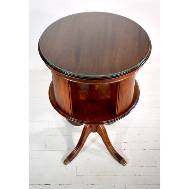 Revolving Mahogany Bookcase Drum Table | Chairish