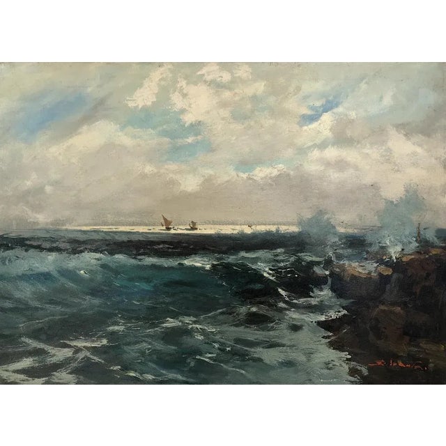 Ezelino Briante, Voiliers en mer, Oil on Canvas For Sale - Image 9 of 9