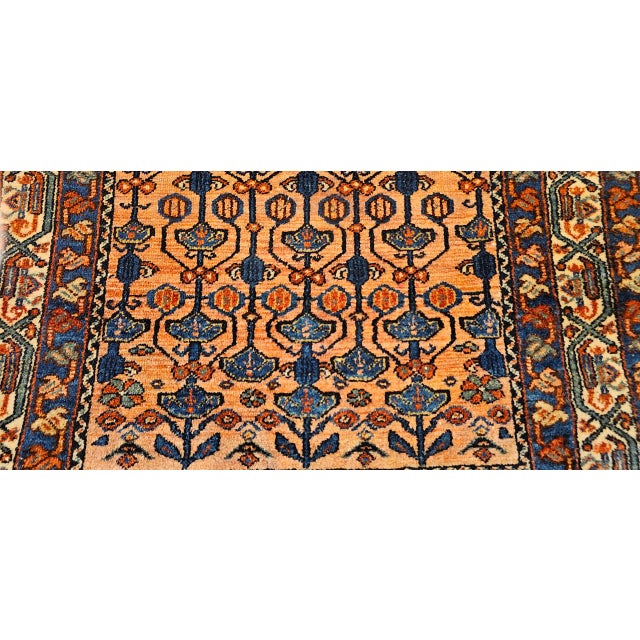 Antique Persian Malayer Area Rug, Hand-Knotted Wool, Geometric Pattern, 4x5, Red & Navy For Sale - Image 14 of 16