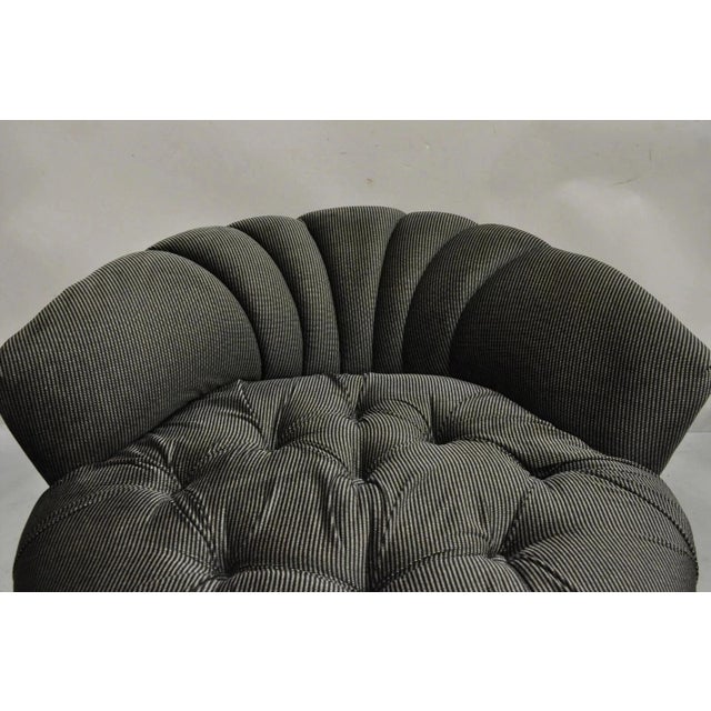 Late 20th Century Mid Century Modern Milo Baughman Style Round Black Club Lounge Chair - A Pair For Sale - Image 11 of 12