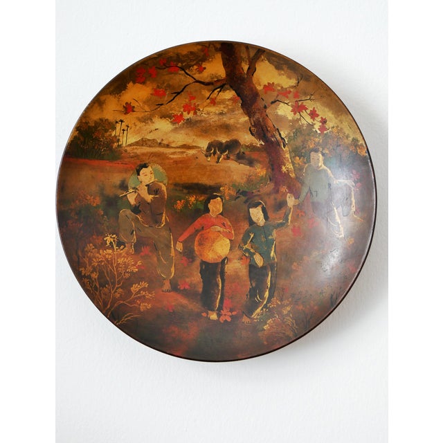 Vietnam Plate in Lacquered Wood, 1960s For Sale - Image 6 of 6