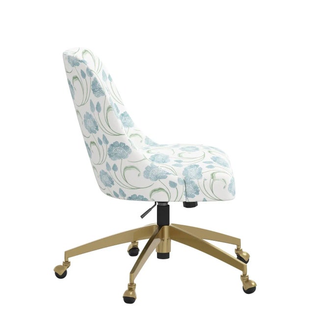 Not Yet Made - Made To Order Brynn Office Chair with Gold Base in Cleo Floral Sage For Sale - Image 5 of 6