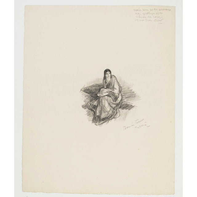 Une Femme is an original blak and white lithograph on paper, realized at the beginning of the XIX century by the artist...