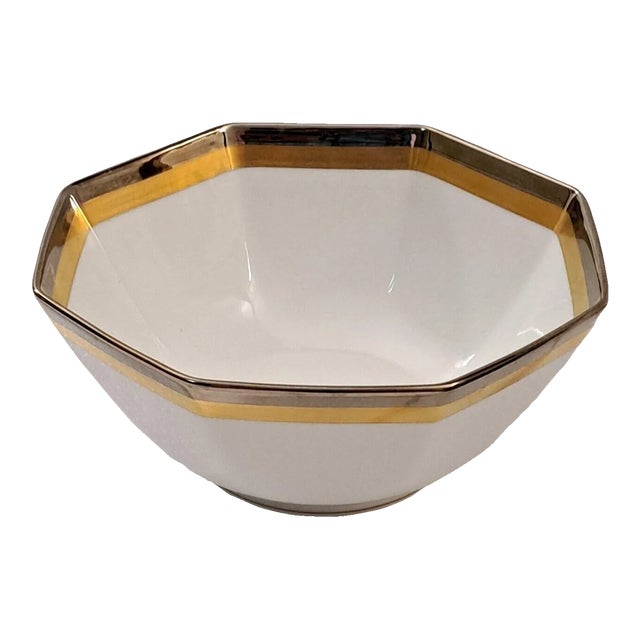 Vintage Fitz & Floyd Platine d'OR Serving Octagonal Accent Bowl, Japan For Sale