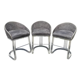 Hollywood Regency Lion in Frost Lucite Swivel Bar Stools - Set of 3 For Sale