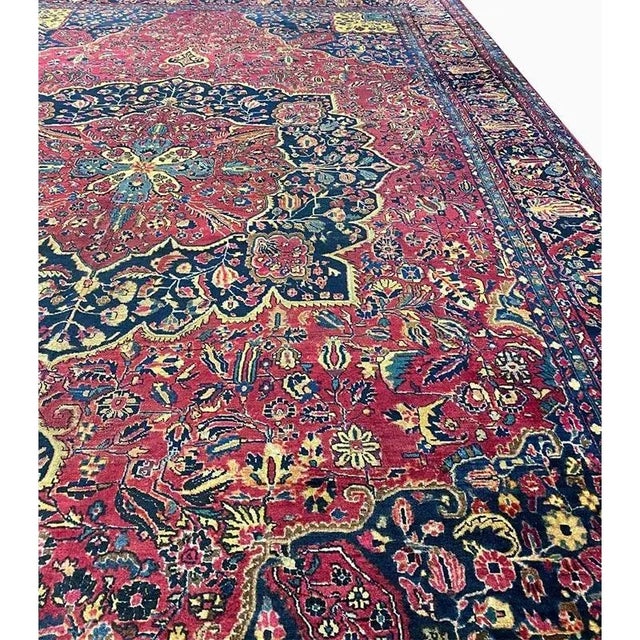 1920s Antique Persian Sarouk Area Rug 11’9″ X 16’4″ For Sale In Dallas - Image 6 of 13