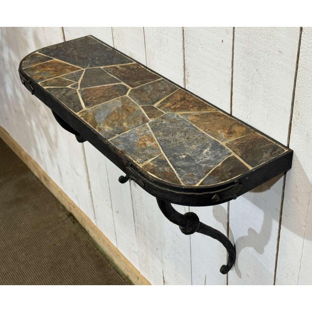 Console Table in Forged Steel and Slate Top, 1950s For Sale - Image 10 of 12