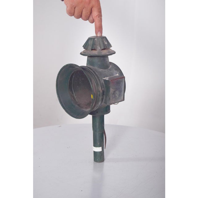 Forest Green Antique Danish Metal Street Lantern, 1950 For Sale - Image 8 of 12