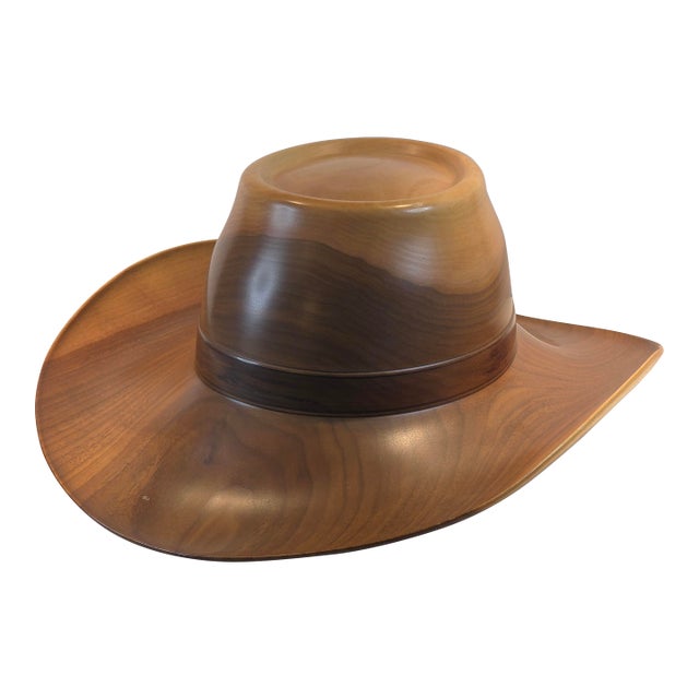 Hand Turned One of a Kind Walnut Cowboy Hat For Sale