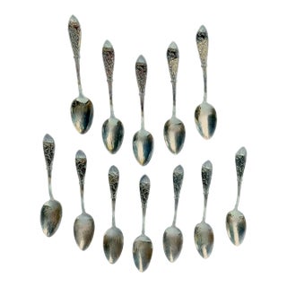 Vintage Silverplate Bird Dessert Spoons, S/12 For Sale