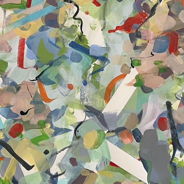 Abstract Contemporary Abstract Acrylic and Mixed Media on Paper Painting “Early Spring" by Gina Werfel For Sale - Image 3 of 3