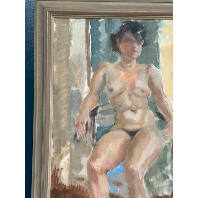 Sven Strömberg, Nude Seated Lady, 1950s, Oil Painting on Canvas, Framed For Sale - Image 10 of 14