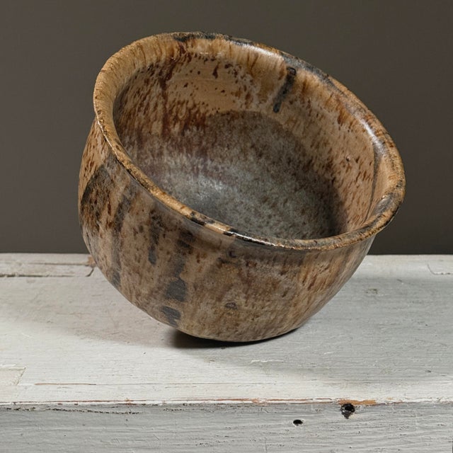 Modern Vintage Abstract Expressionist Drip Glaze Ceramic Bowl, Signed For Sale - Image 3 of 7