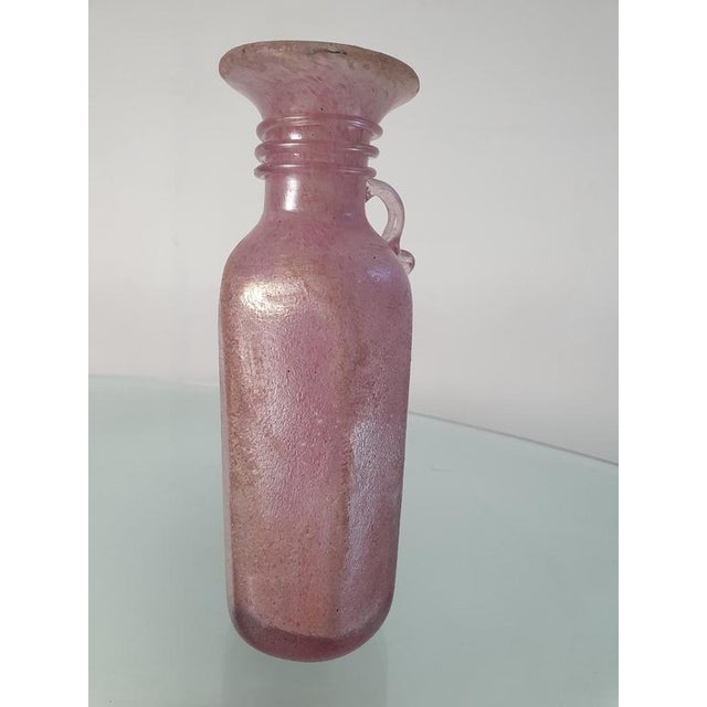 Glass Pink Iridescent Scavo Murano Glass Vase by Archimede Seguso, 1950s For Sale - Image 7 of 9