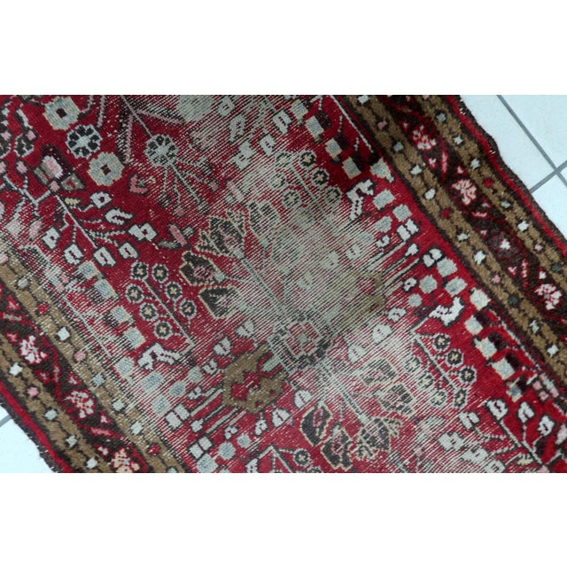 Textile Antique Persian Hamadan Distressed Handmade Rug 2.6' X 4.4' 1920s For Sale - Image 7 of 11
