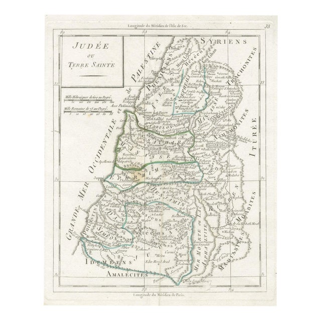 Antique Map of Judaea or the Holy Land with Twelve Tribes, 1800 For Sale