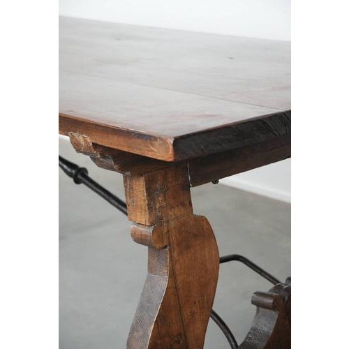 Large Antique Spanish Dining Table with Wrought Iron Base, 18th Century For Sale - Image 15 of 16
