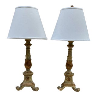 Pair of Vintage Pricket Candlestick Table Lamps For Sale