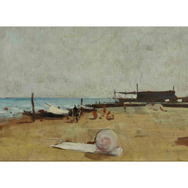 Fioravante Seibezzi, Seaside, Original Painting, 1950s For Sale - Image 4 of 4