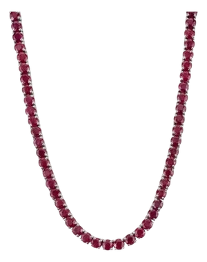 41.7ct Natural Ruby Tennis Necklace in 925 Silver Wedding Jewelry for Her