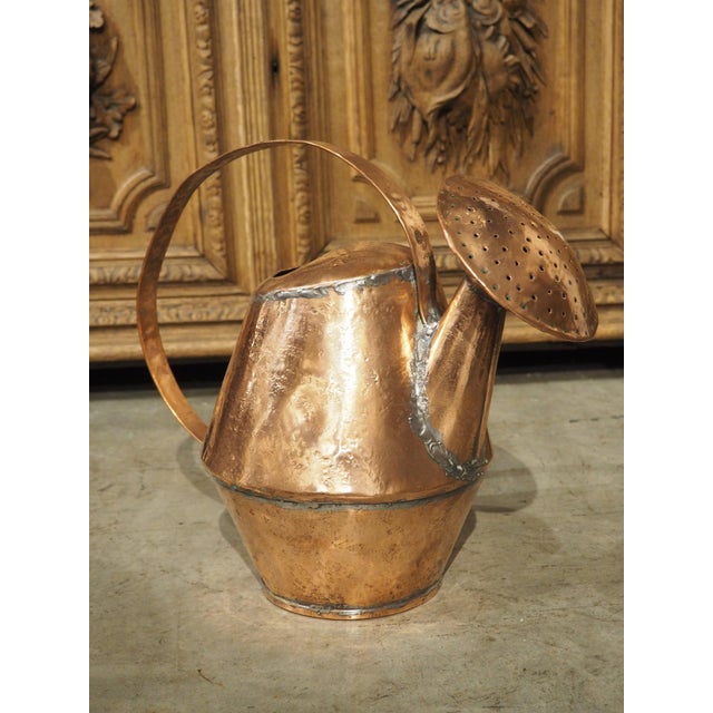 French 18th Century Hand Formed French Copper Arrosoir Water Pitcher For Sale - Image 3 of 17