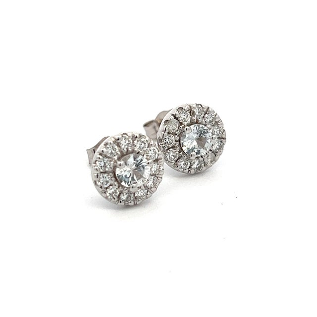 Natural White Sapphire and Diamond Stud Earrings 14k W Gold 1.26 TCW Certified $3,050 216093 Nothing says, “I Love you”...