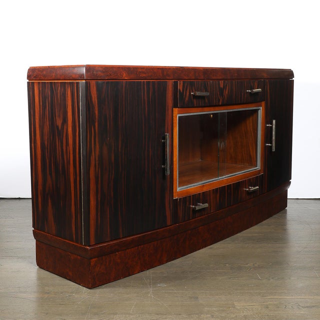 Wood Art Deco Rosewood, Burled Carpathian Elm & Acacia Sideboard W/ Nickled Bronze For Sale - Image 7 of 18