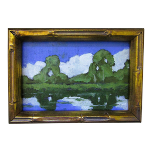 Framed 4x6 California Eucalyptus Pond Art Lynne French Oil Painting