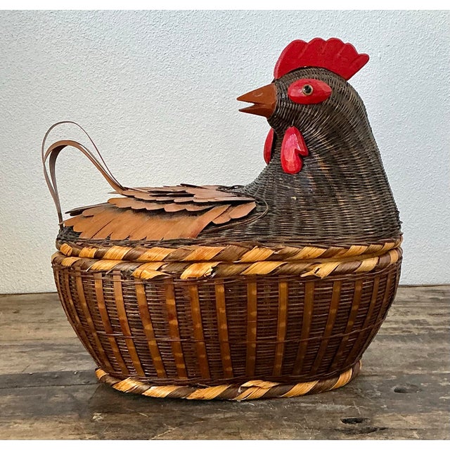 Vintage Shanghai Weave Chicken Basket For Sale - Image 9 of 12