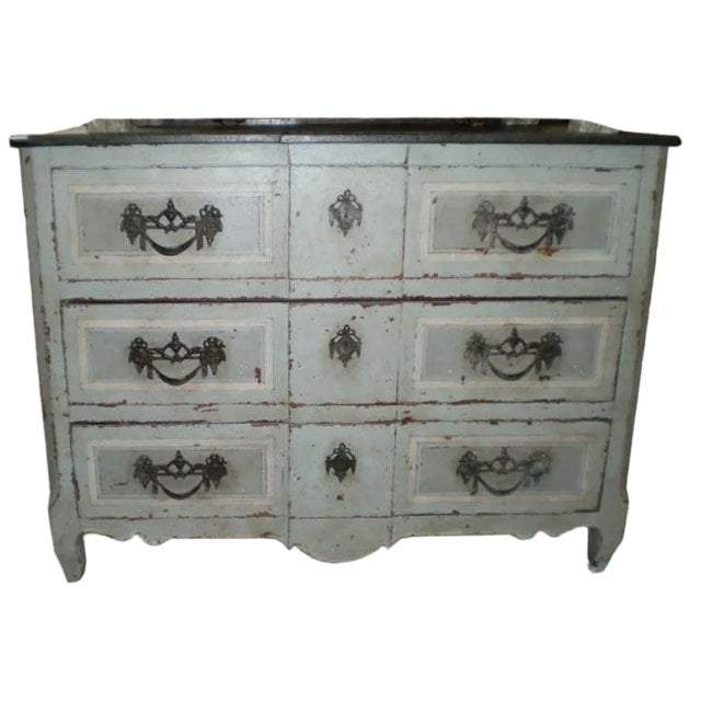 18th Century French Louis XV Three Drawer Painted Commode For Sale