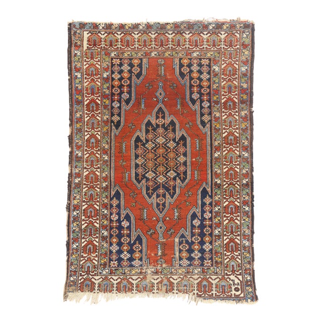 Late 19th Century Persian Mazlaghan Hamadan Rug, 04'01 X 05'10 For Sale