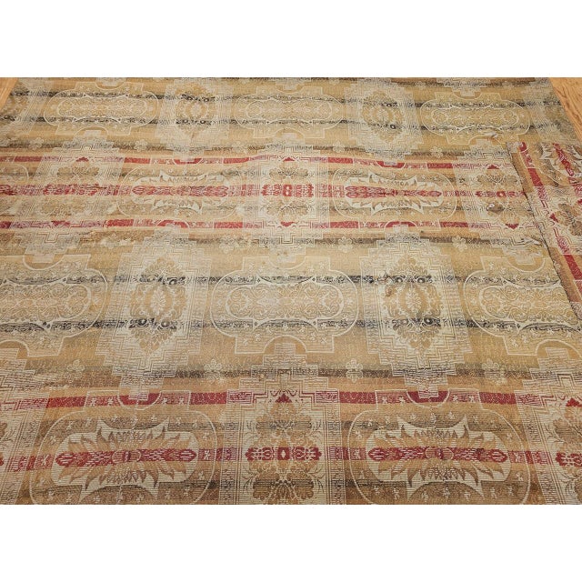 19th Century European Flatwoven Wool Rug, Allover Geometric Design, 9x12 For Sale - Image 14 of 18