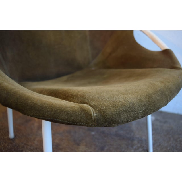 Metal Balloon Chair in Suede attributed to Lusch & Co., 1970s For Sale - Image 7 of 10