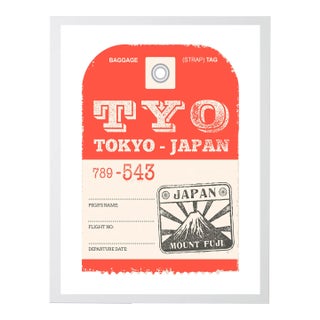 Tokyo Travel Ticket Print in White Shadowbox - 13" x 17" For Sale